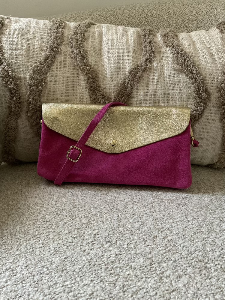 Pochette Rectangulaire Fushia Doree 
