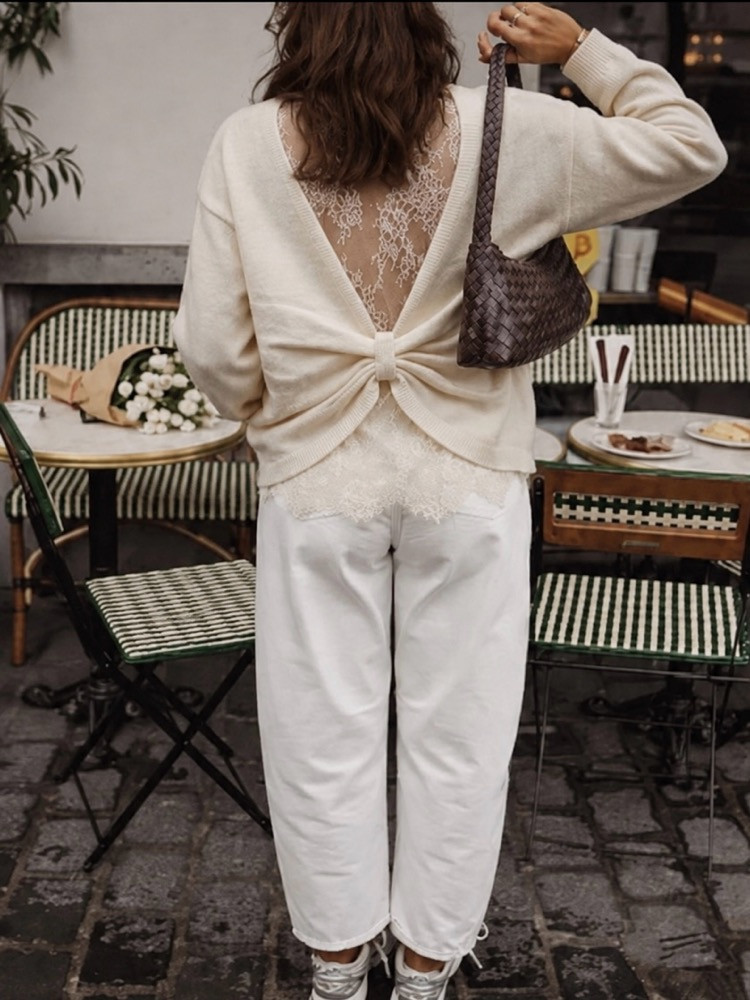 Pull dos dentelle chocolat 