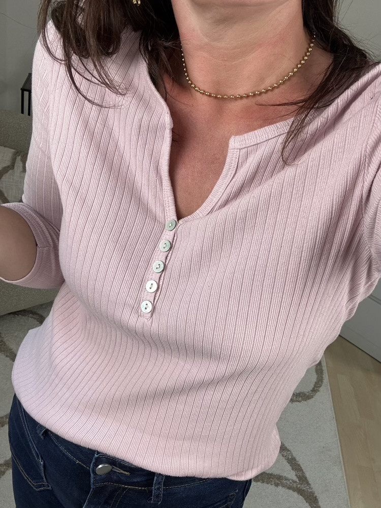 T shirt côtelé rose Fred 