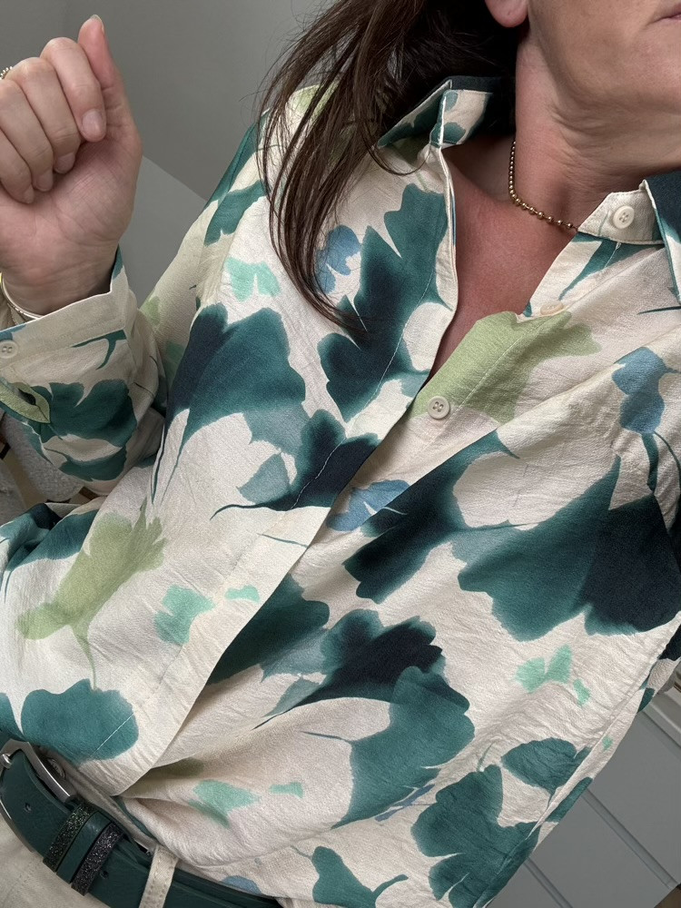 Chemise feuilles Ginko tons verts 