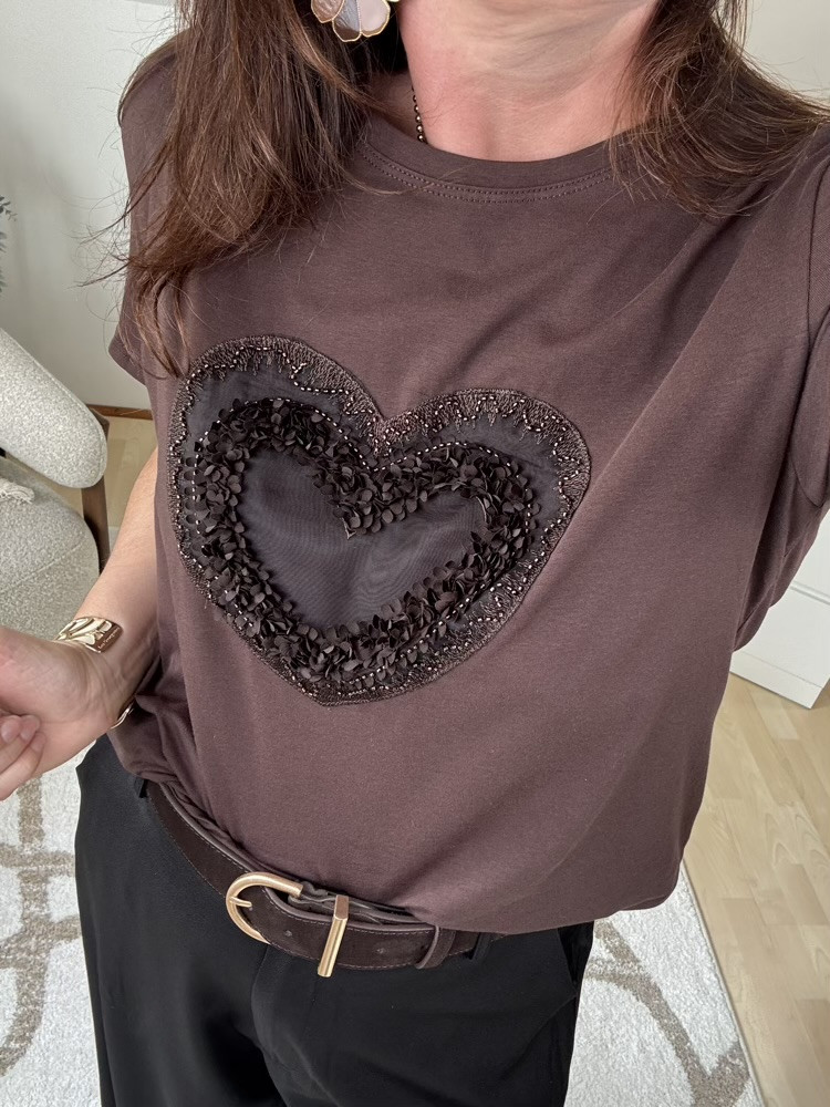 T shirt choco cœur relief 
