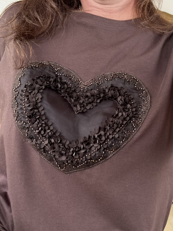 T shirt choco cœur relief 