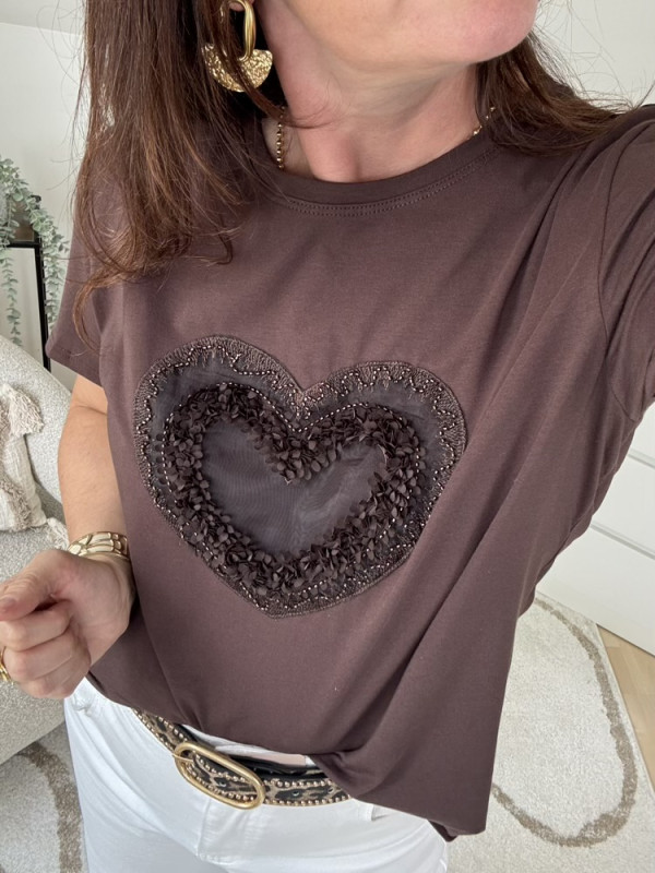 T shirt choco cœur relief 