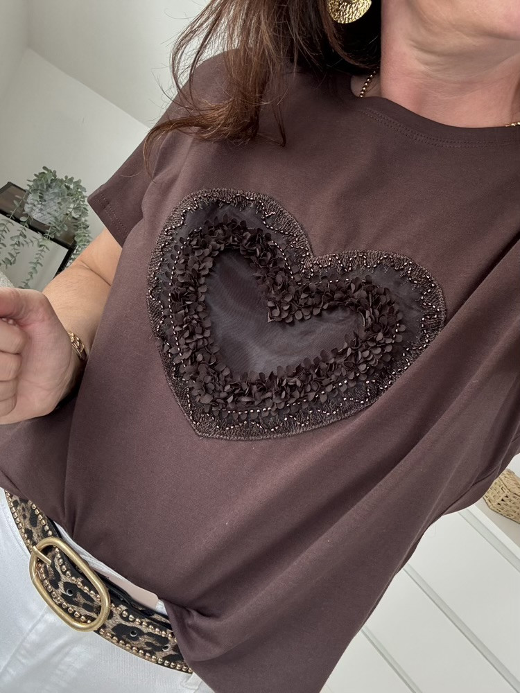 T shirt choco cœur relief 