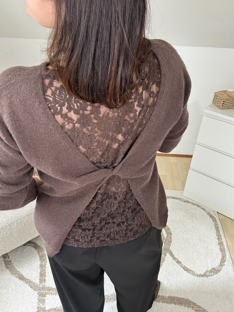 Pull choco dentelle dos 