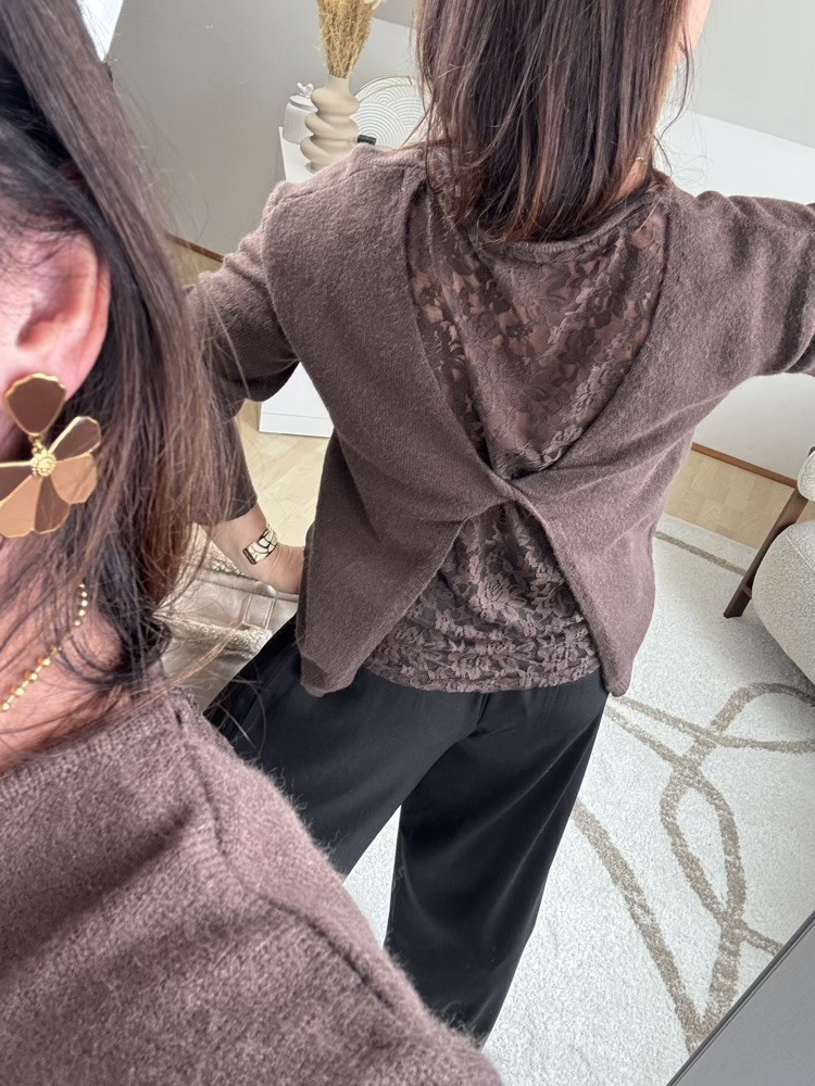 Pull choco dentelle dos 