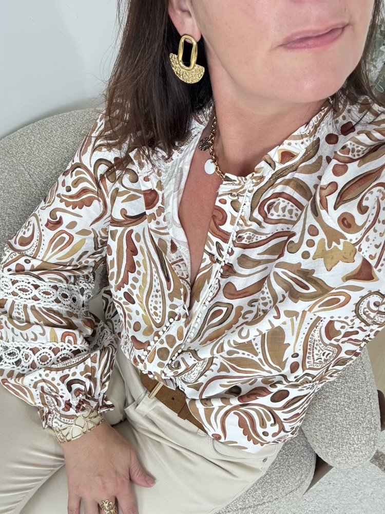 Chemise bohème tons marrons 