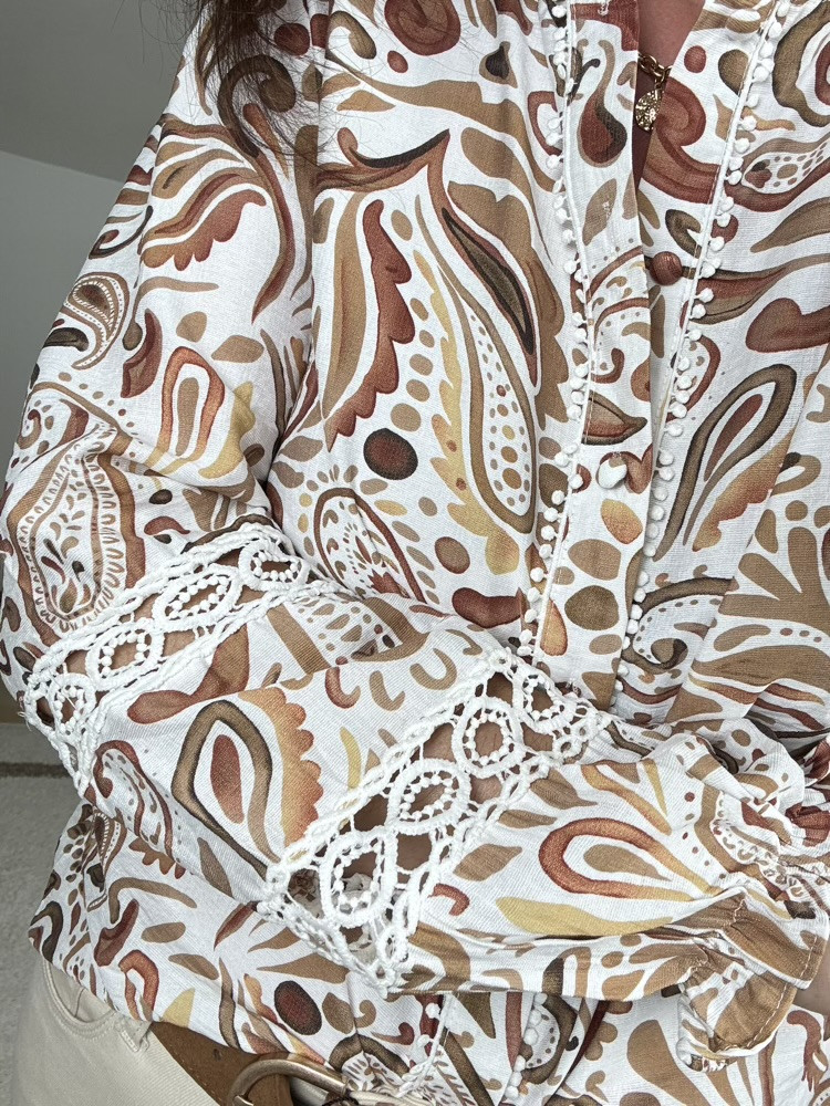 Chemise bohème tons marrons 