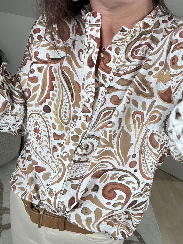 Chemise bohème tons marrons 