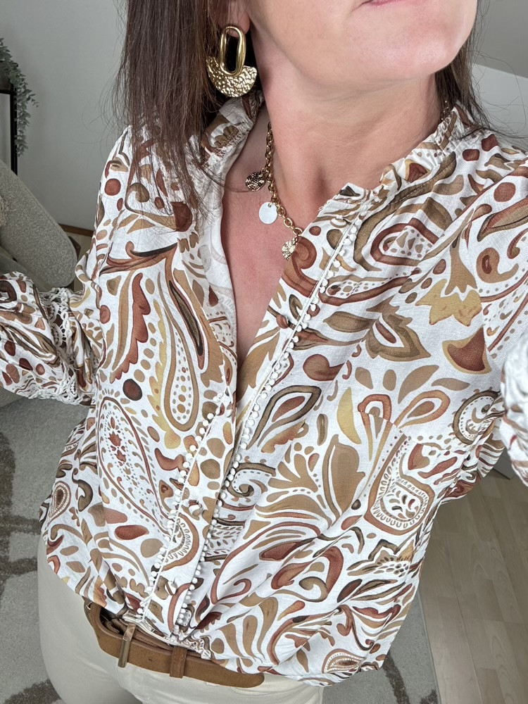 Chemise bohème tons marrons 