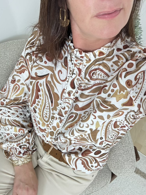 Chemise bohème tons marrons 