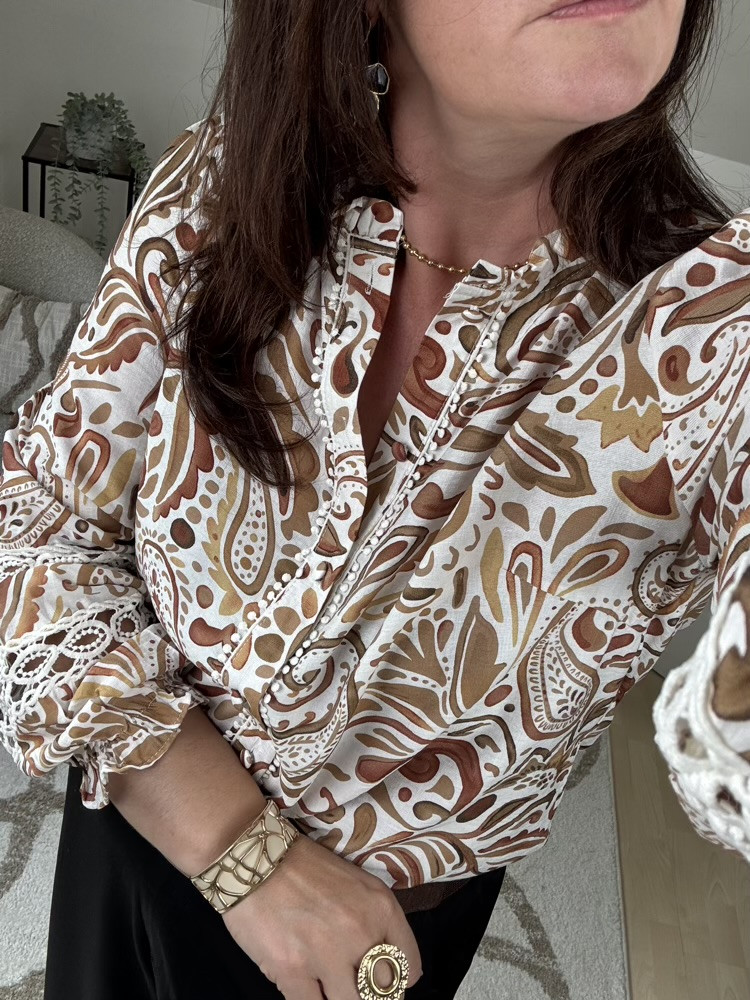 Chemise bohème tons marrons 