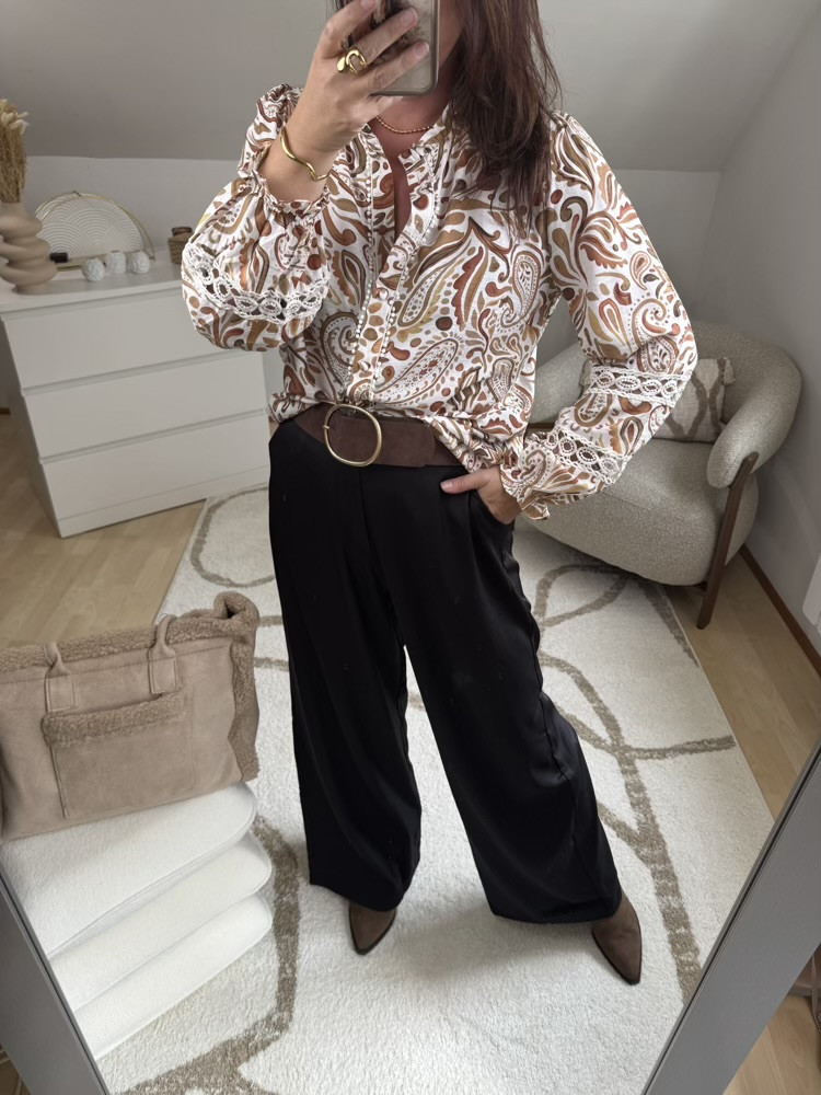 Chemise bohème tons marrons 