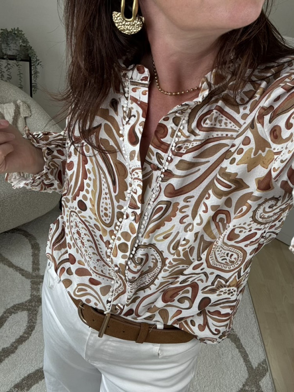 Chemise bohème tons marrons 