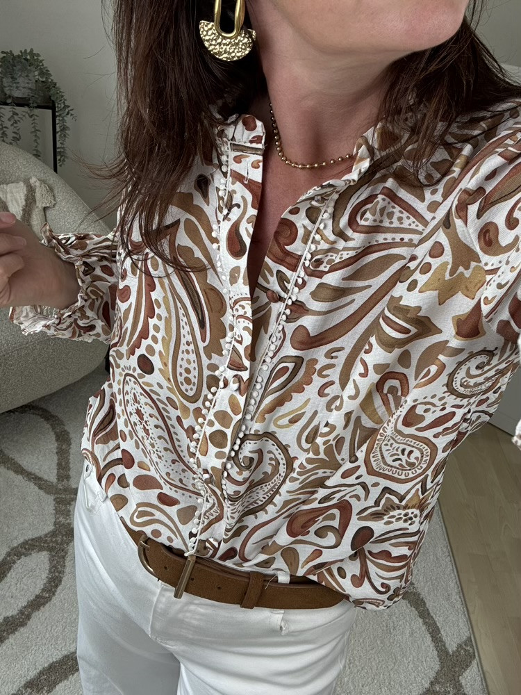 Chemise bohème tons marrons 