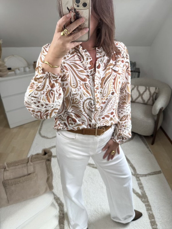 Chemise bohème tons marrons 