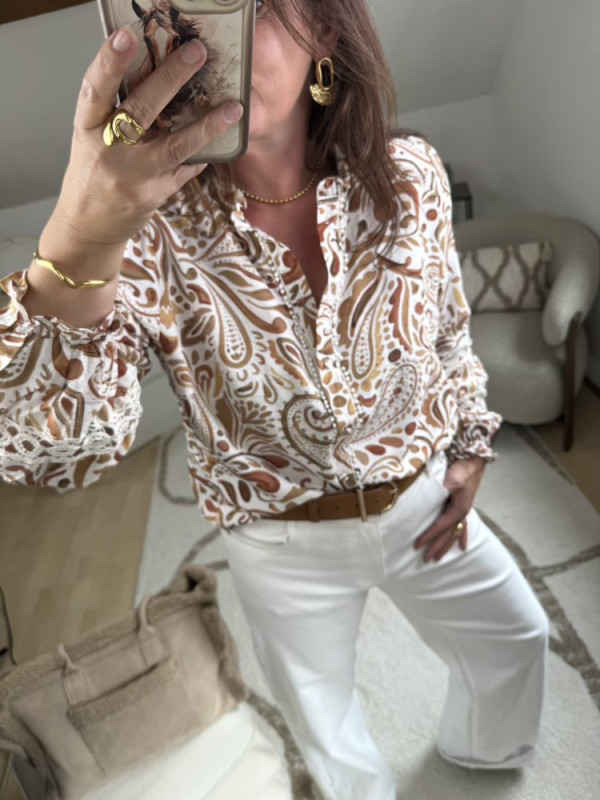 Chemise bohème tons marrons 