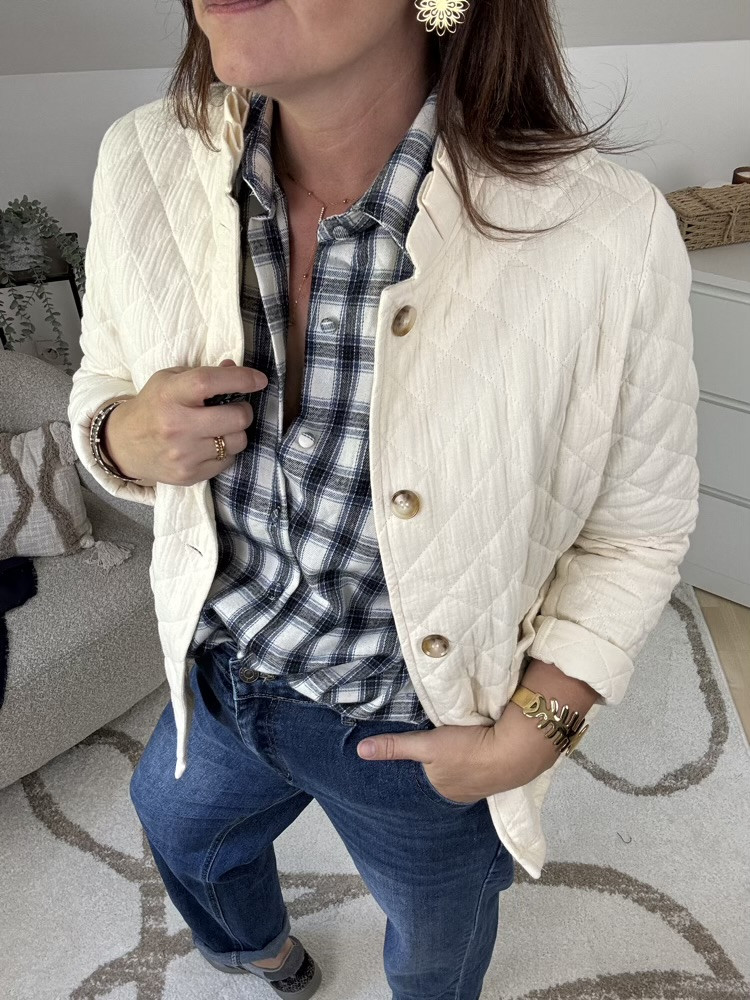 Chemise à carreaux petit cœur brodé 