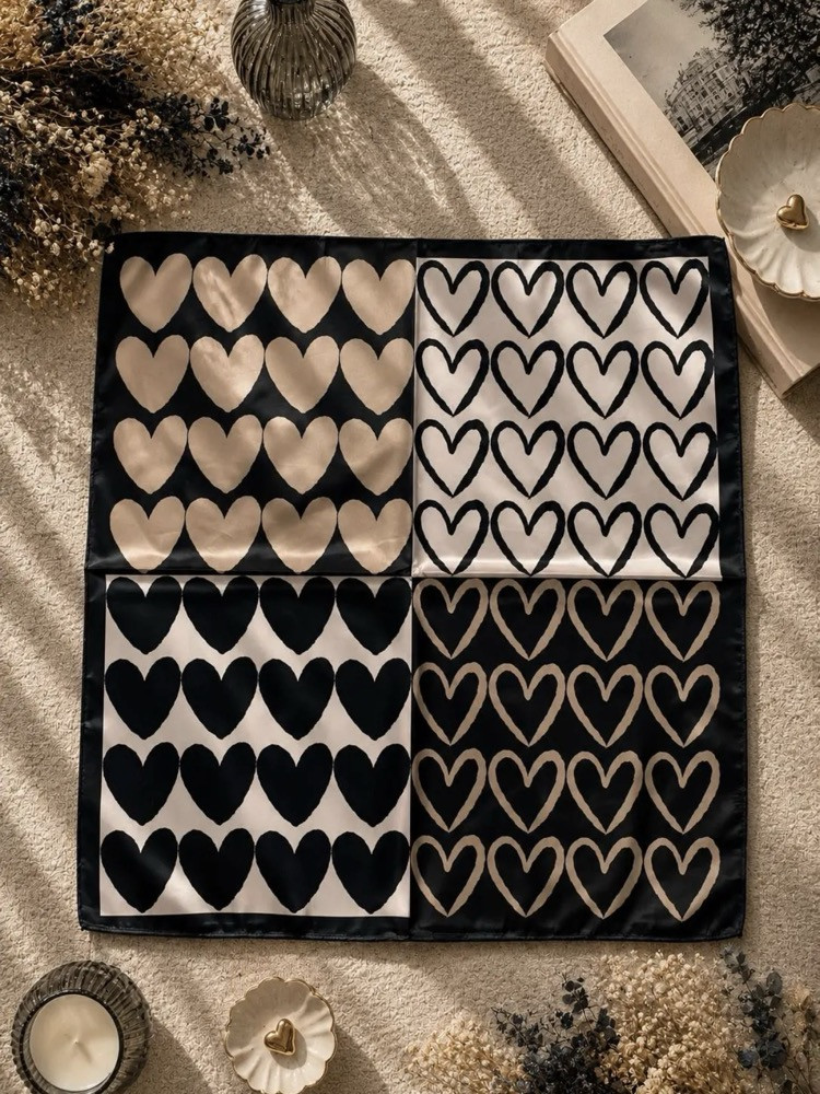 Foulard Cœurs choco noir camel 