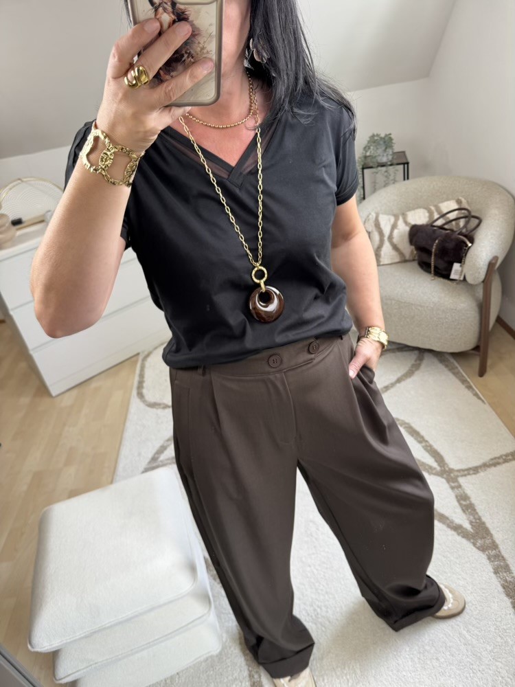Pantalon large Choco, bordeaux et marine 