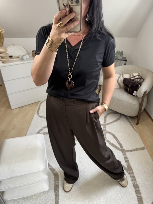 Pantalon large Choco, bordeaux et marine 