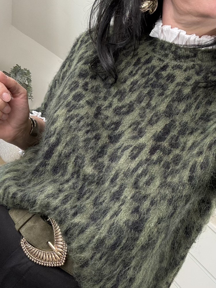 Pull léopard kaki 