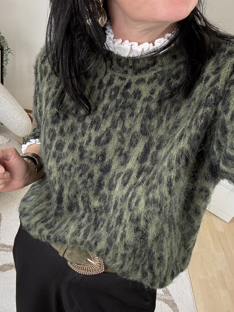 Pull léopard kaki 
