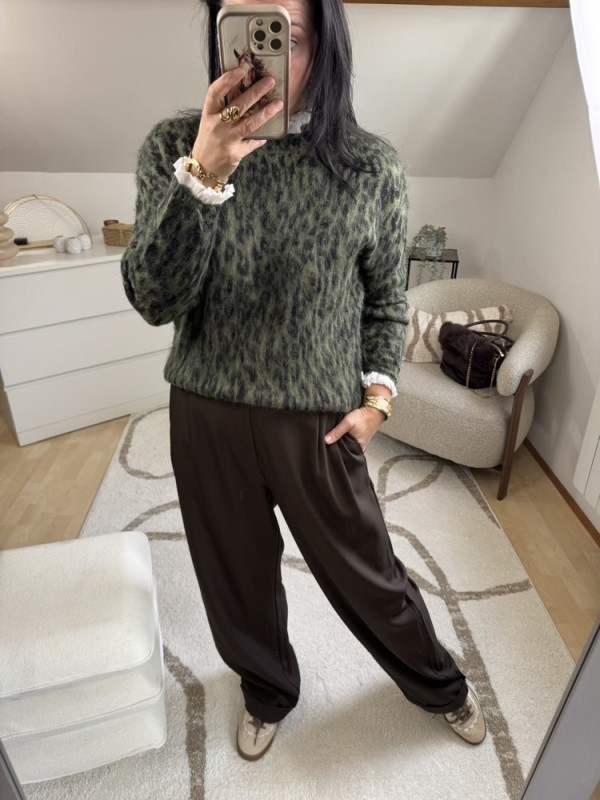 Pull léopard kaki 