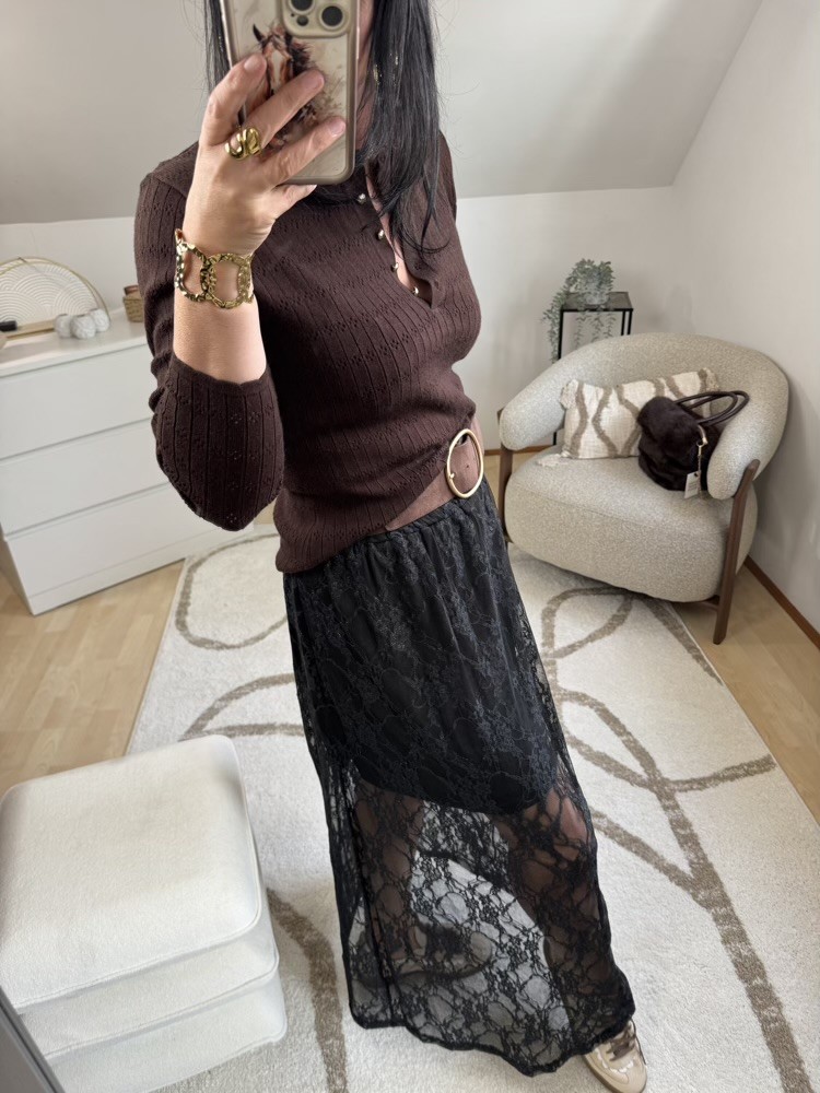 Jupe dentelle noire Lina 