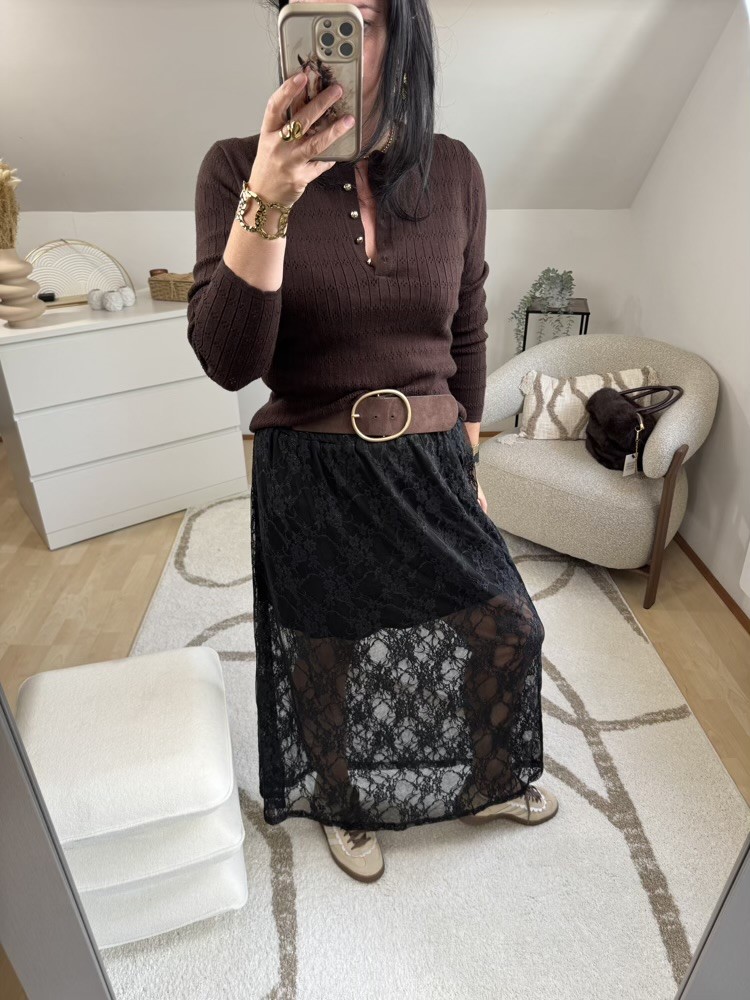 Jupe dentelle noire Lina 