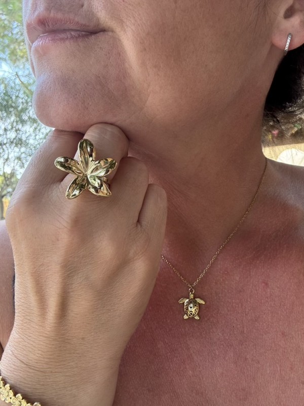 Bague fleur de frangipanier 