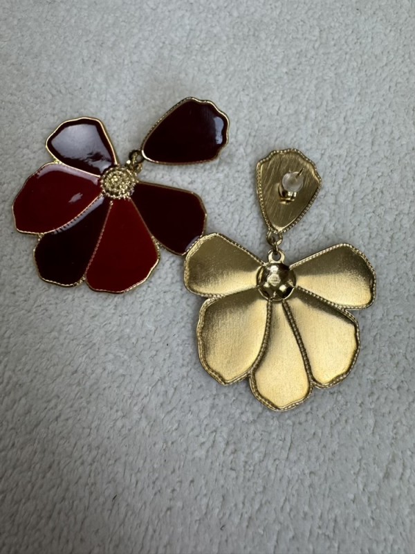 Boucles d’oreilles fleur pendantes Choco Noires Bordeaux canard 