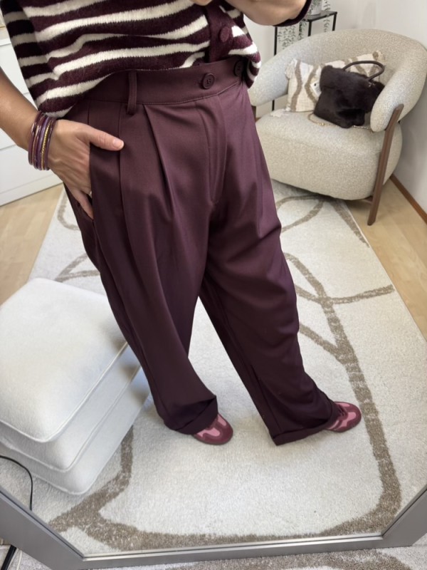 Pantalon large Choco, bordeaux et marine 