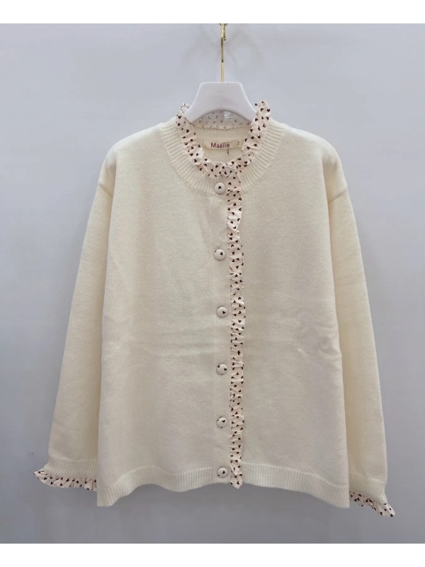 Gilet écru  détails motifs cœurs Choco 