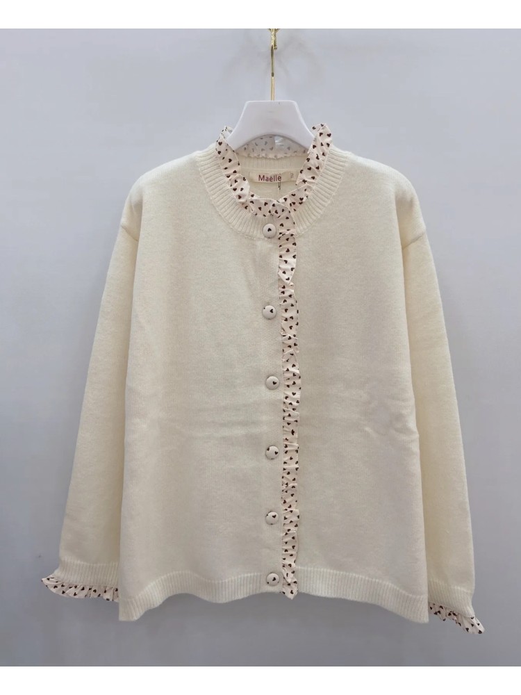 Gilet écru  détails motifs cœurs Choco 