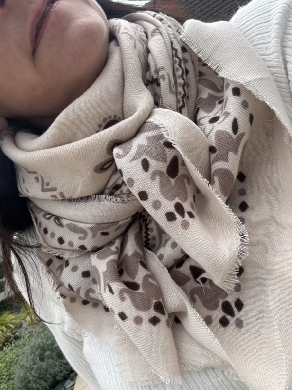 Foulard 110*110 Beige Taupe Choco 