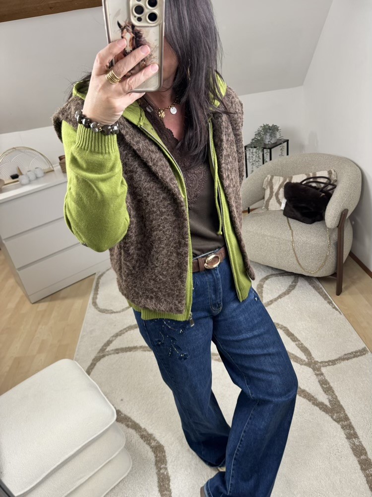 Gilet sans manches vert olive chocolat bordeaux 