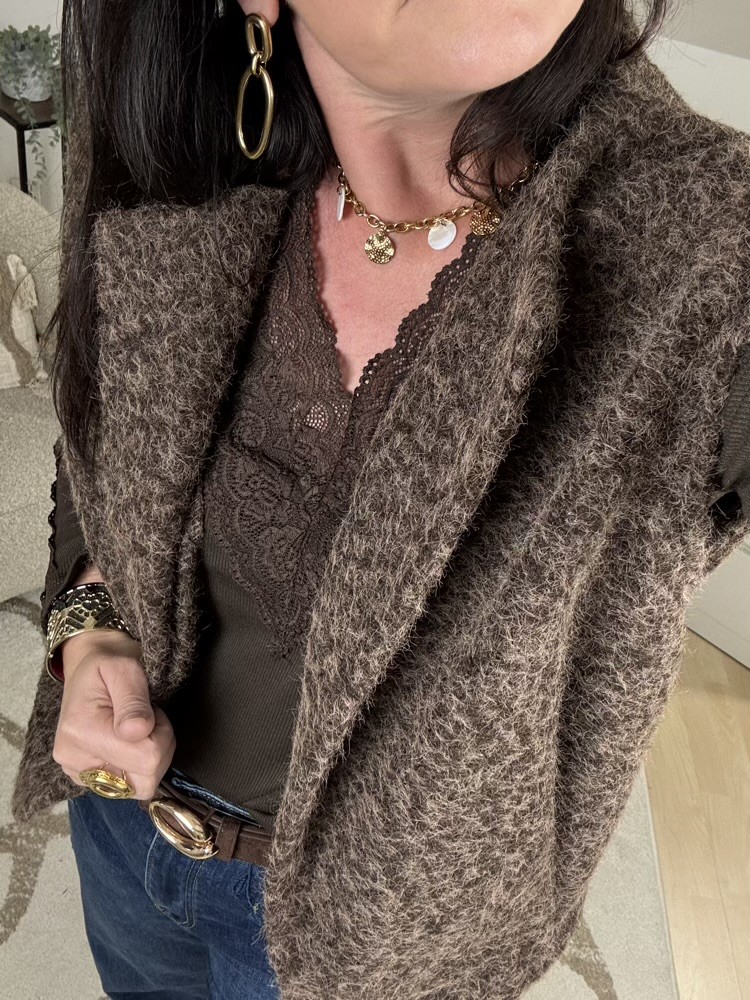 Gilet sans manches vert olive ou chocolat 