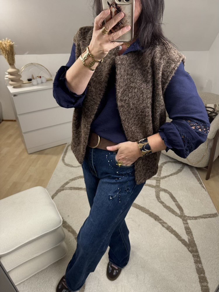 Gilet sans manches vert olive chocolat bordeaux 