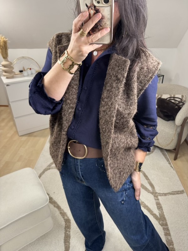 Gilet sans manches vert olive chocolat bordeaux 