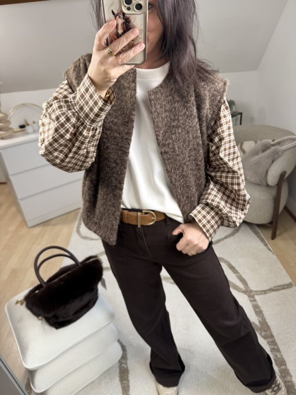 Gilet sans manches vert olive ou chocolat 
