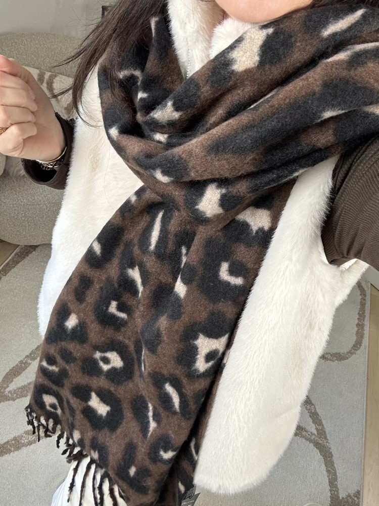 Écharpe leopard chocolat épaisse 