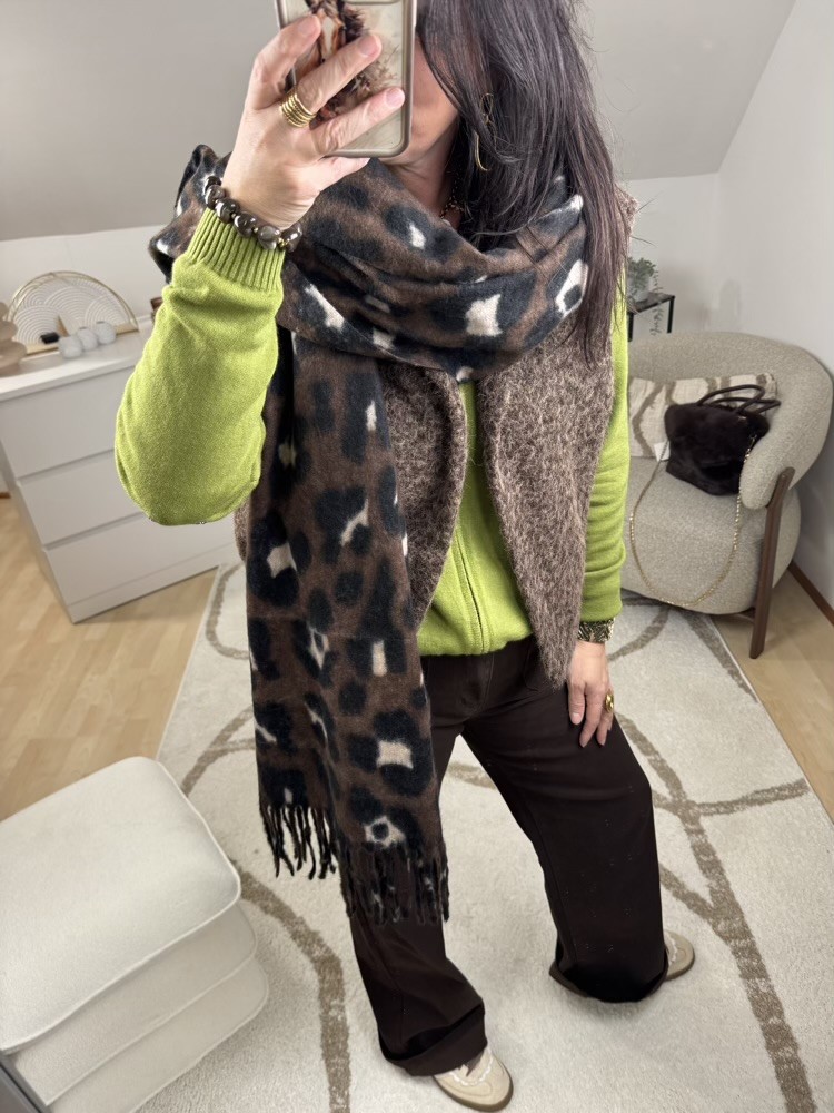 Écharpe leopard chocolat épaisse 