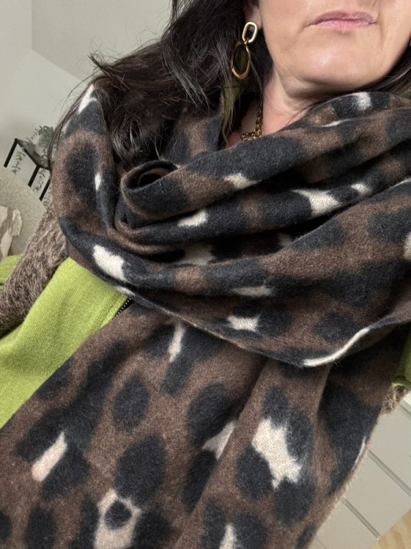 Écharpe leopard chocolat épaisse 