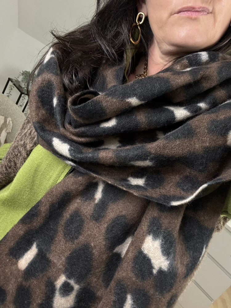 Écharpe leopard chocolat épaisse 